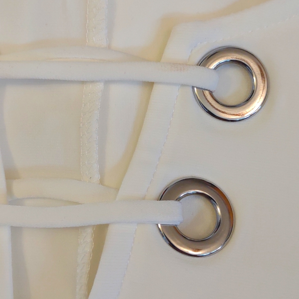 NWOT White Short Sleeve Dress SZ L By Nina Leonard - Picture 10 of 10